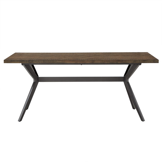 70" Iron Gray Metal Base 4-6 Person Dining Table - Driftwood Gray Finish Top