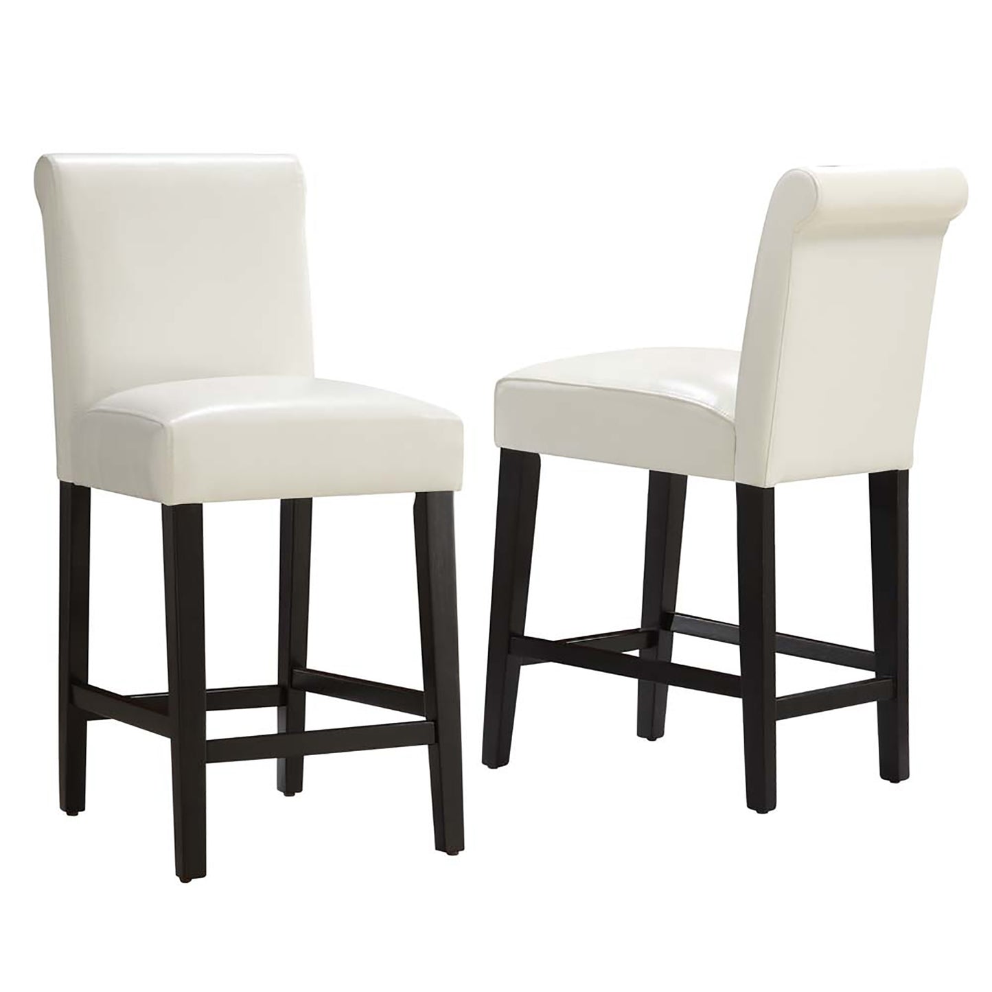 White Faux Leather 24-inch Counter Height High Back Stools (Set of 2)