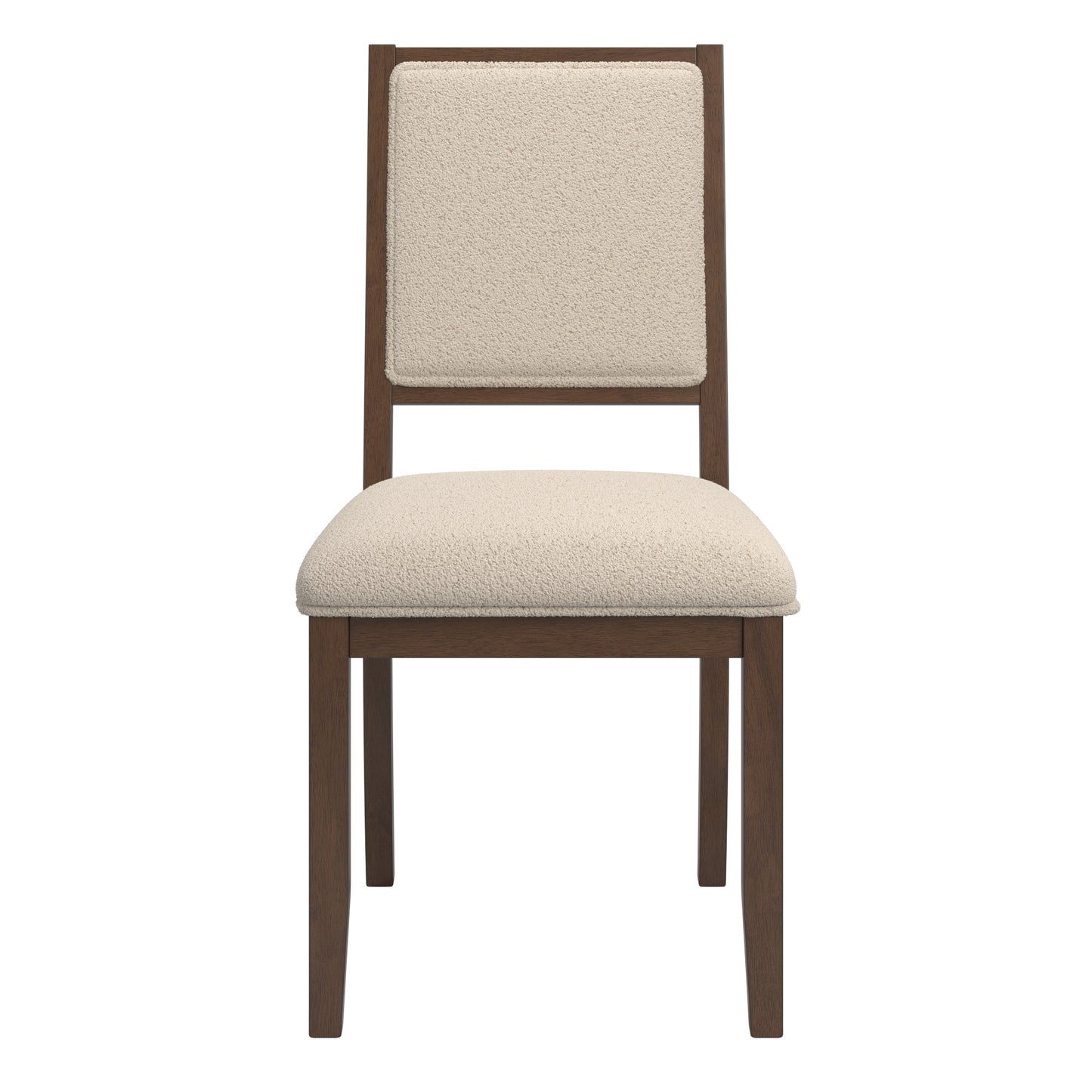 Wood Finish Cream Boucle Fabric Dining Chair (Set of 2) - Walnut