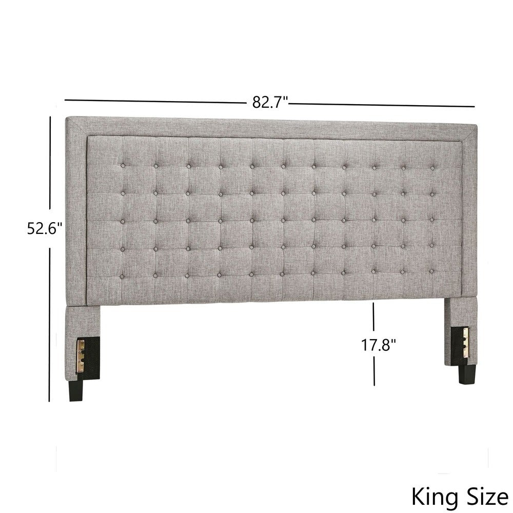 Square Button-Tufted Upholstered Headboard - Beige, King