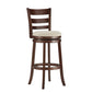 Ladder Back 29"H Swivel Bar Stool - Dark Cherry Finish, Beige Linen