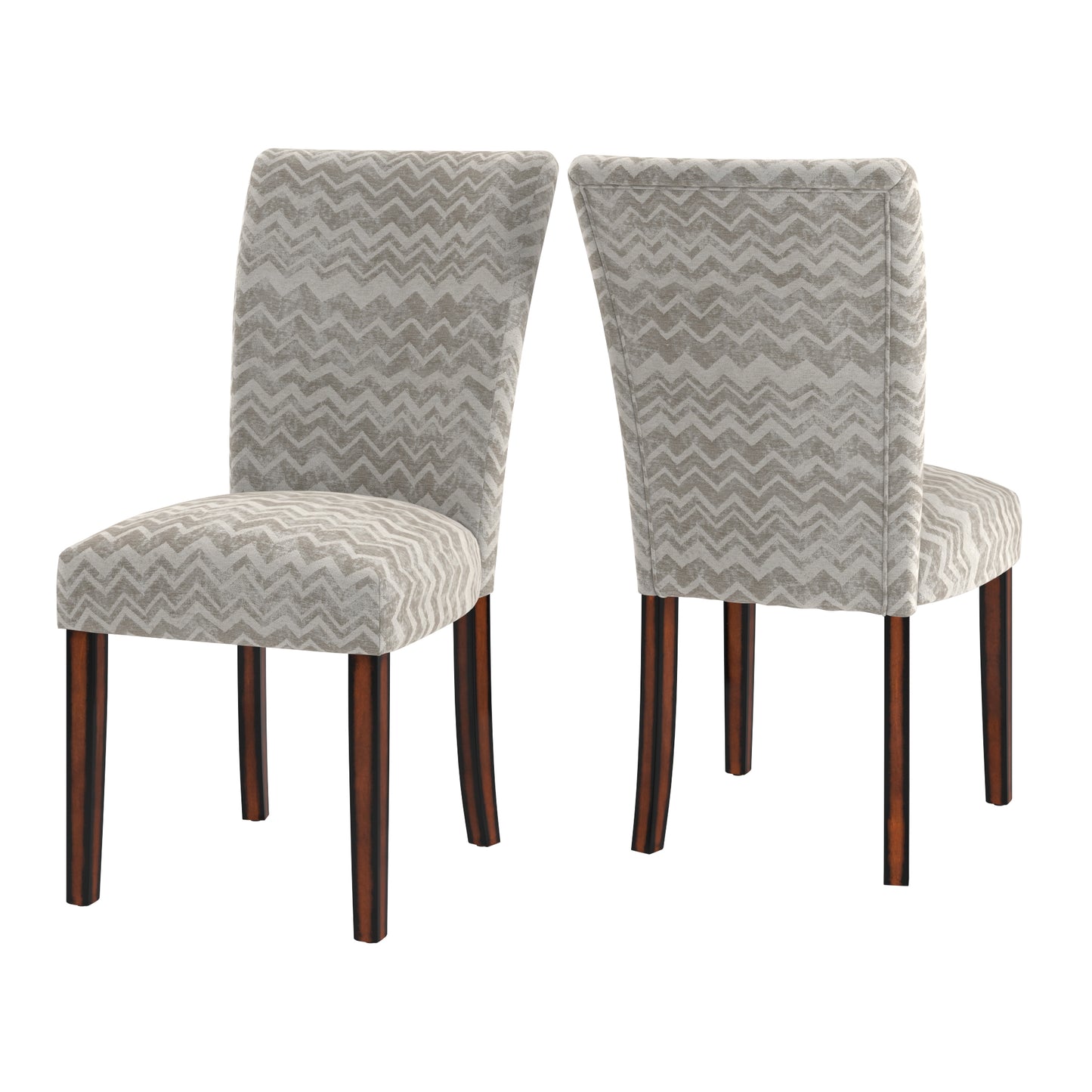 Print Parsons Dining Side Chairs (Set of 2) - Esprasso Finish, Gray Chavron Print Fabric