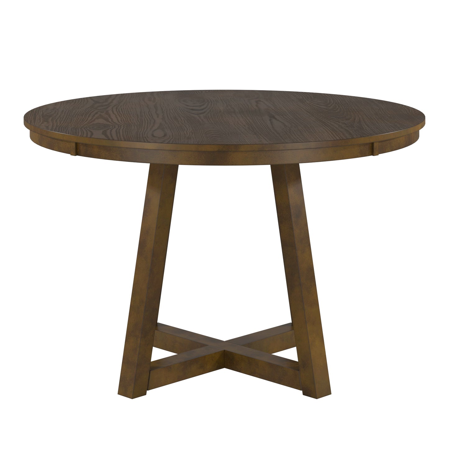 Wood Finish Fixed Top Round Dining Table - 47", Walnut