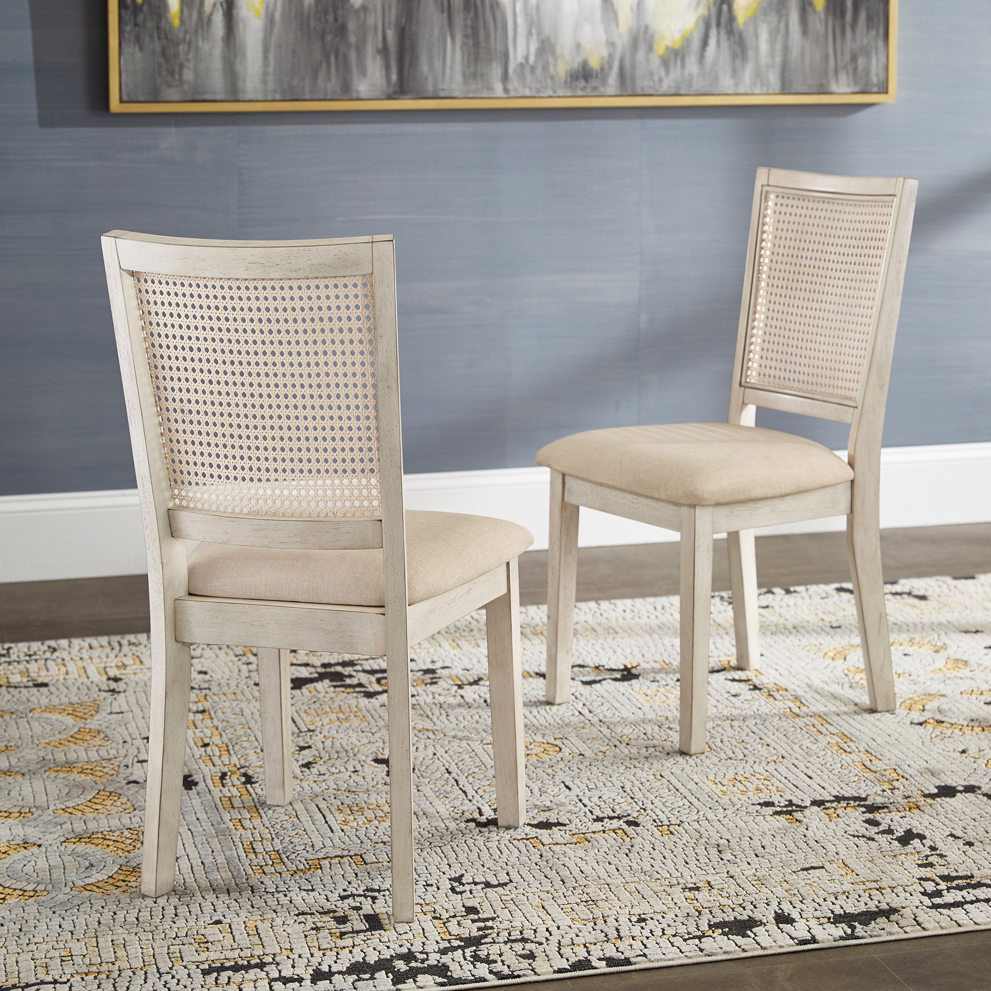 Wicker dining chairs set of online 2