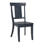 Panel Back Wood Dining Chairs (Set of 2) - Antique Dark Denim Blue Finish