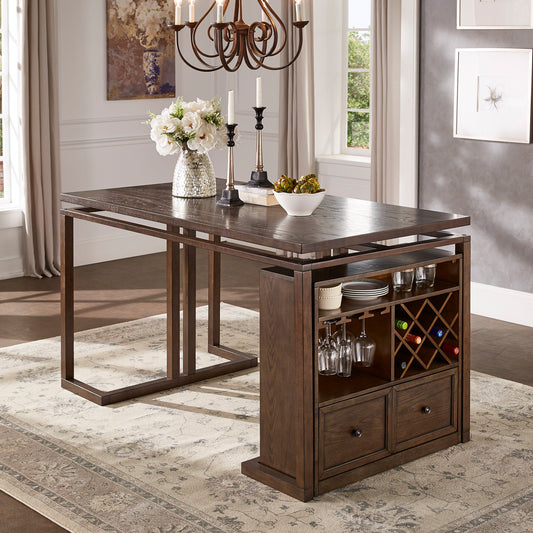 Rectangular Counter Height Dining Table - With One Wine Cabinet