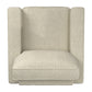 Modern Fabric Upholstered Square Arm Sofa - Living Room Chair, Beige Woven Fabric