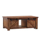 Barn Door Coffee Table with Storage - Brown Cherry Finish