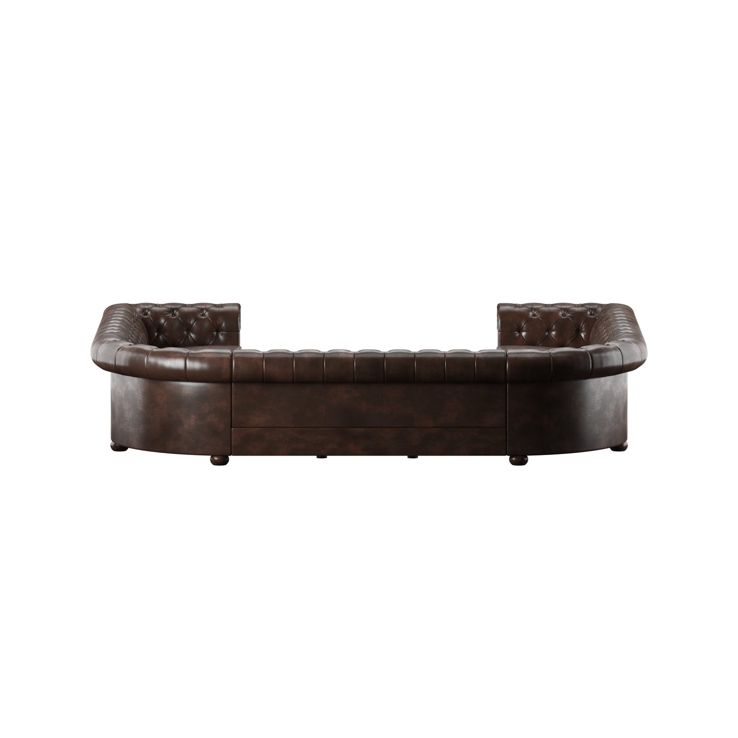 11-Seat U-Shaped Chesterfield Sectional Sofa - Brown Bonded Leather