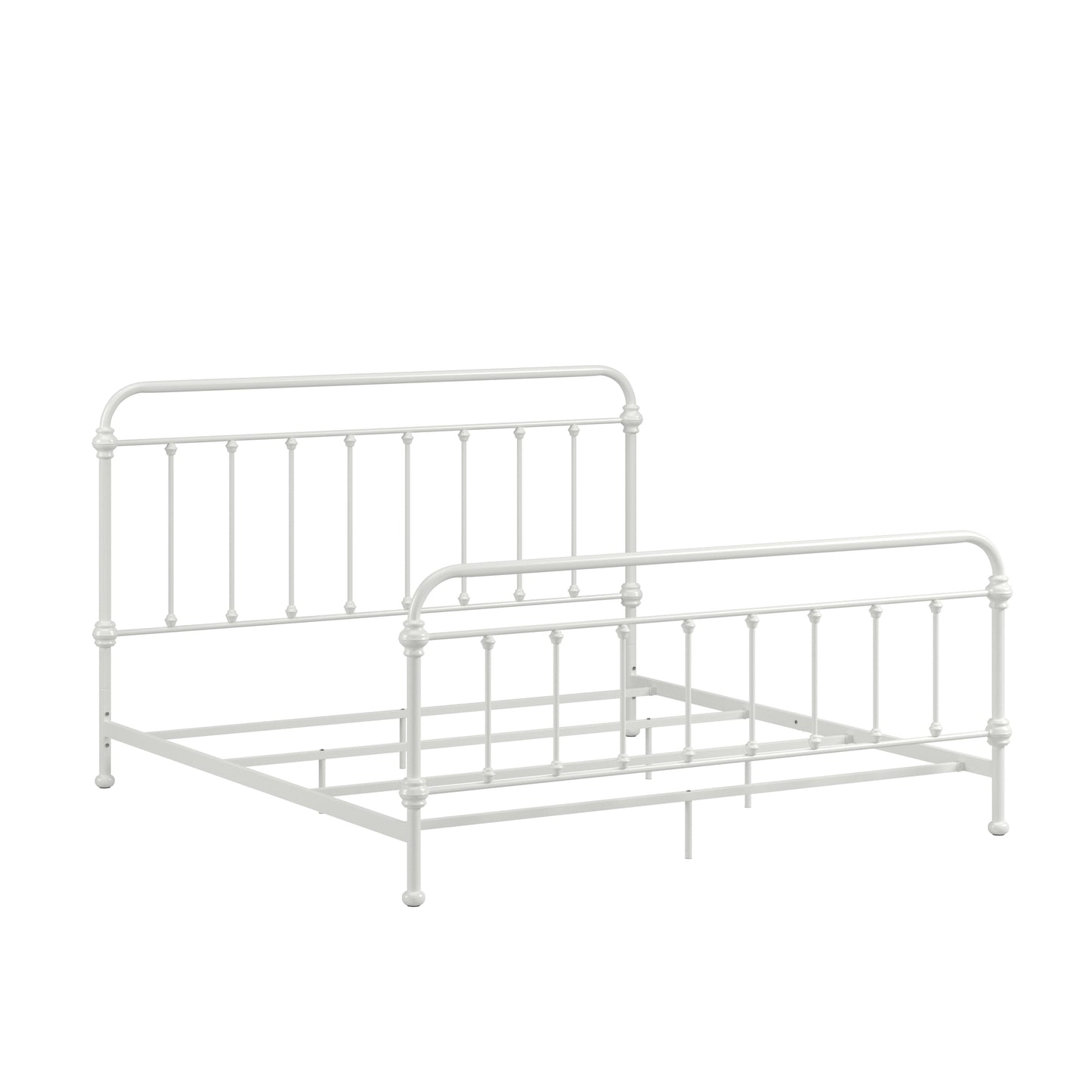 Antique Graceful Victorian Iron Metal Bed - Antique White, King (King Size)