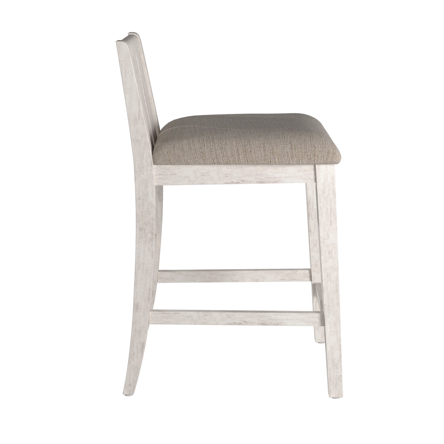 Two-Tone Fabric Counter Height Chairs (Set of 2) - Whita Finish, Gray Fabric