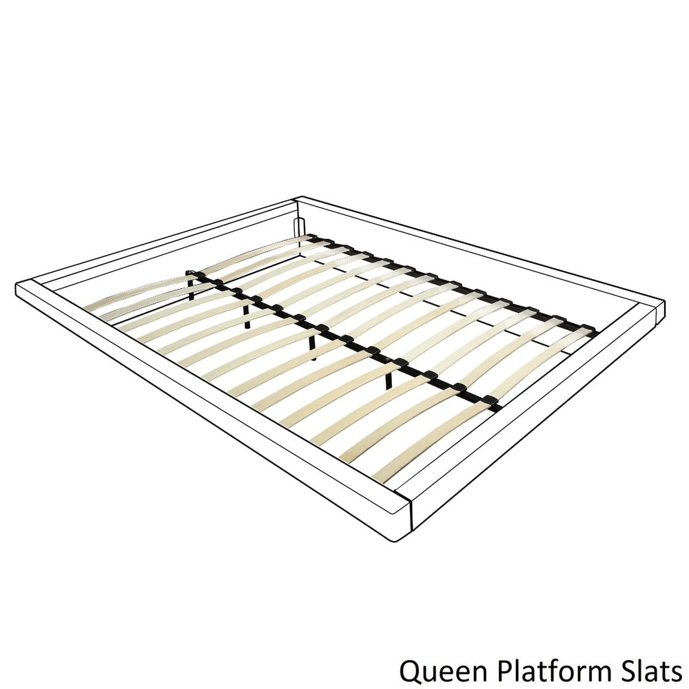 Nailhead Wingback Tufted Upholstered Platform Bed - Cream White Linen, Queen