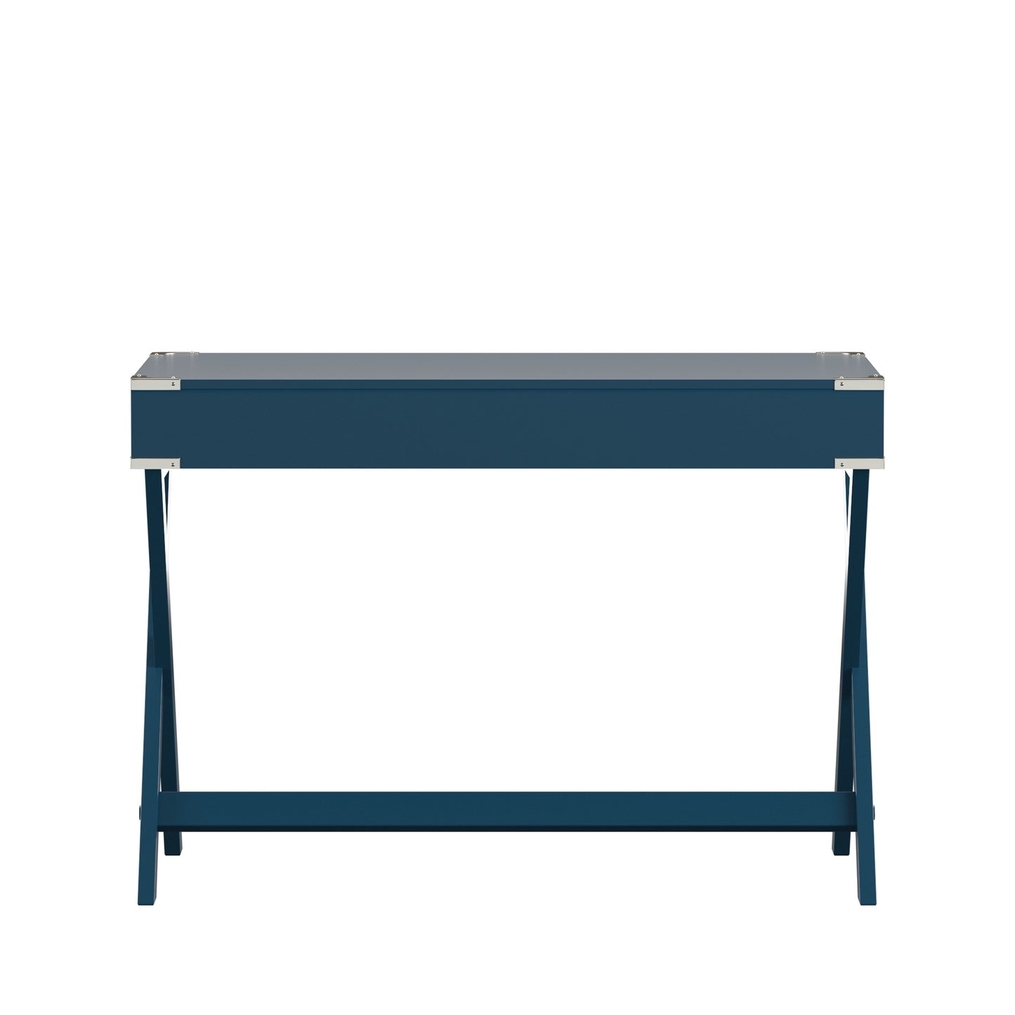 X-Base Wood Accent Campaign Writing Desk - Blue Steel