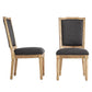 Ornate Linen and Wood Dining Chairs (Set of 2) - Dark Gray Linen, Natural Finish