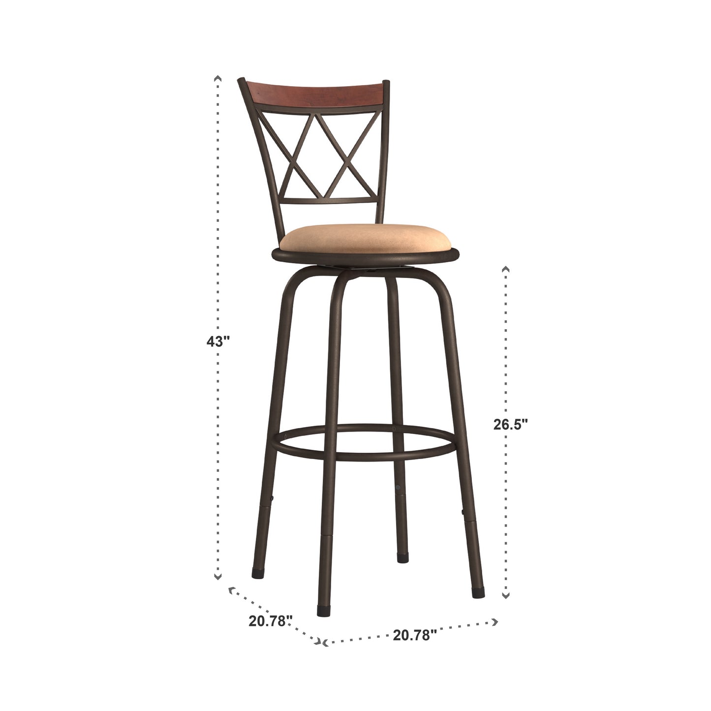 Double X-Back Wood Trim 3-Pack Adjustable Stools - Bronze Finish