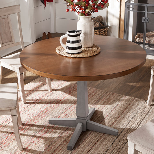 Round Two-Tone Dining Table - Antiqua Gray