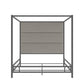 Metal Canopy Bed with Linen Panel Headboard - Gray Linen, Black Nickel Finish, King Size