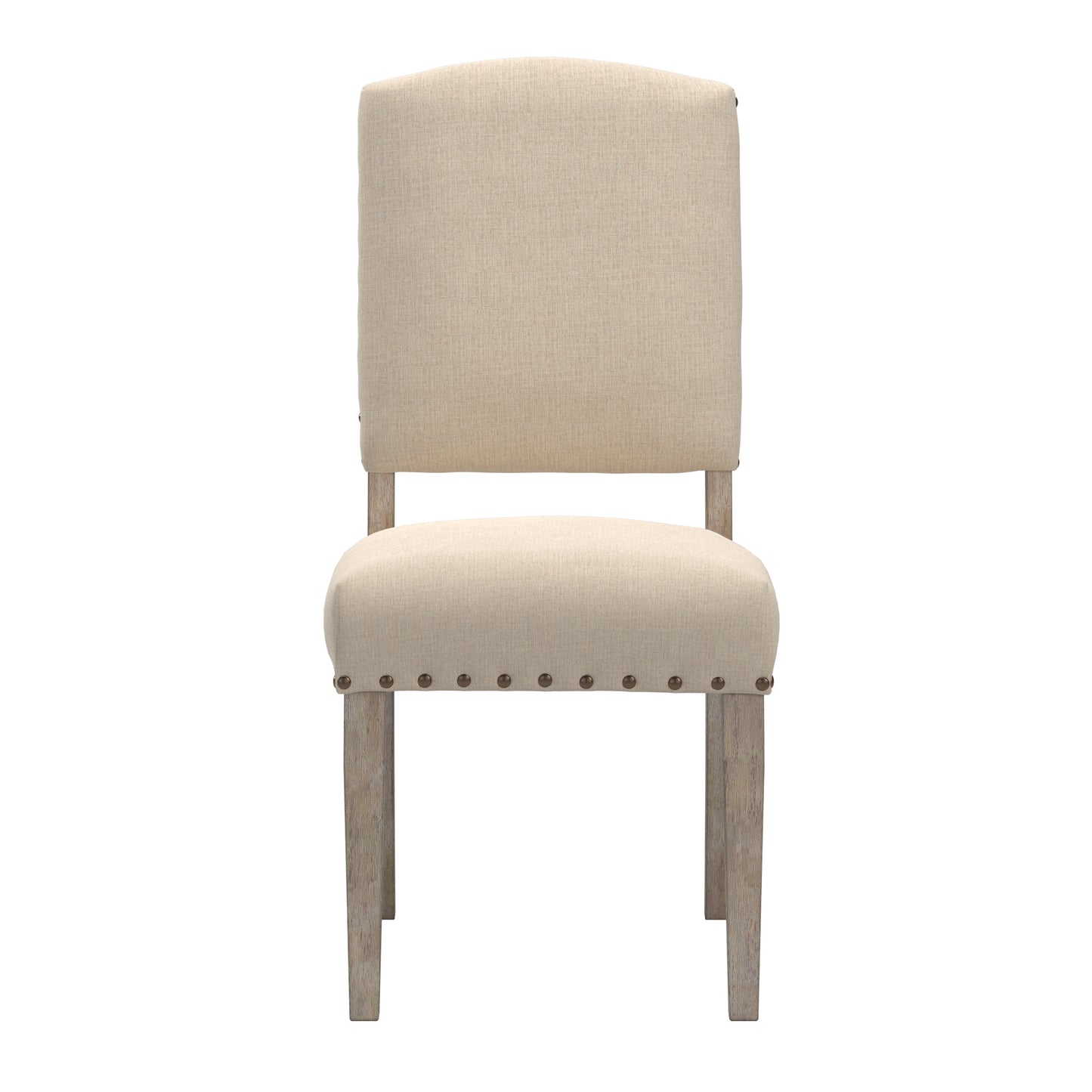 Linen Nailhead Chairs (Set of 2) - Antiqua Gray Finish, Baiga Linan