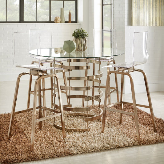 Vortex Base Counter Height Dining Set - Champagne Gold, 5-Piece Set