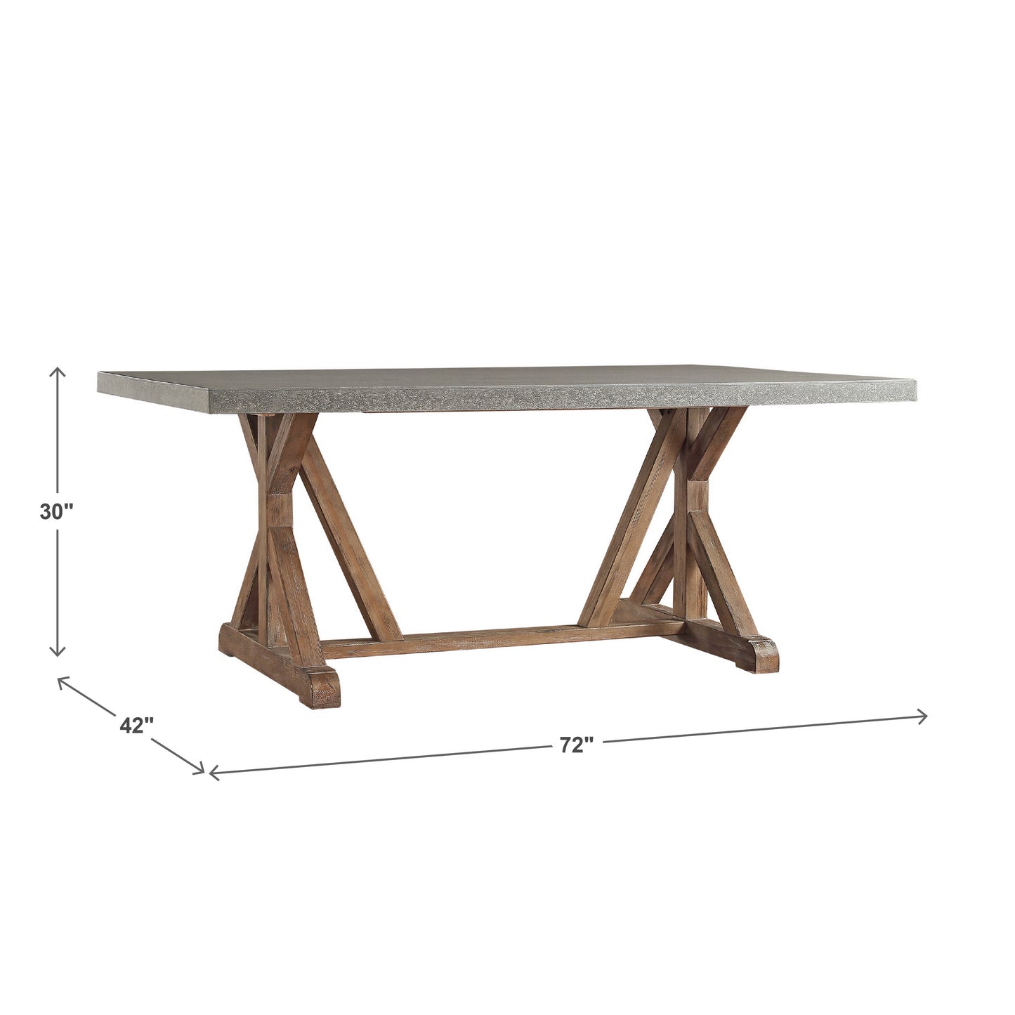 Rustic Pine Concrete Table Top Dining Table - Concrete-Topped