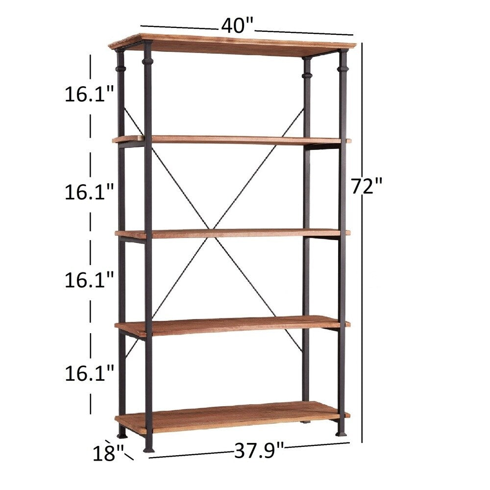 Vintage Industrial Rustic 40-inch Bookcase - Rustic Oak Finish