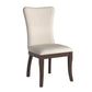 Fabric Wingback Dining Chairs (Set of 2) - Beige Fabric, Dark Cherry Finish