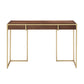 Natural Finish Gold Metal 1-Drawer Desk