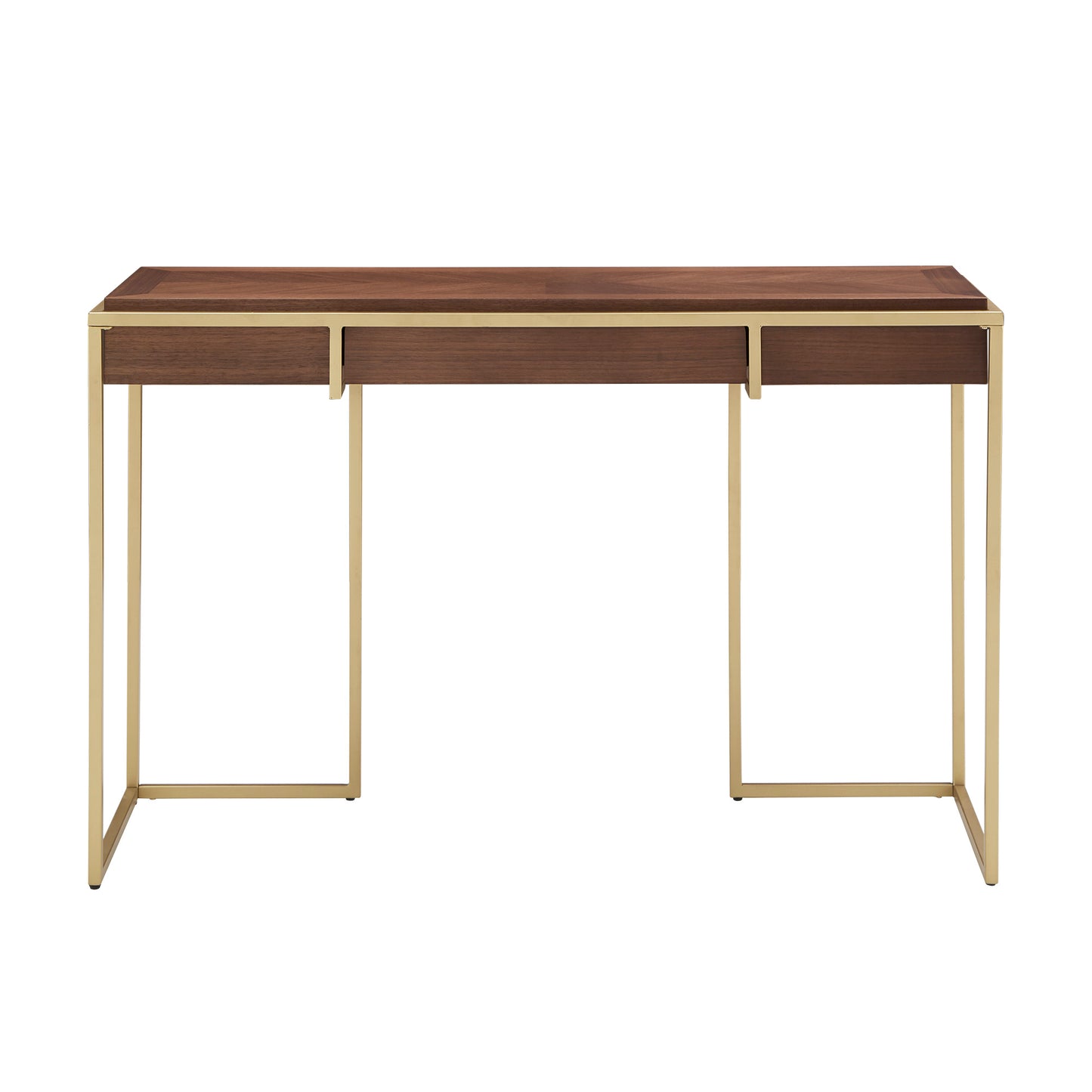 Natural Finish Gold Metal 1-Drawer Desk