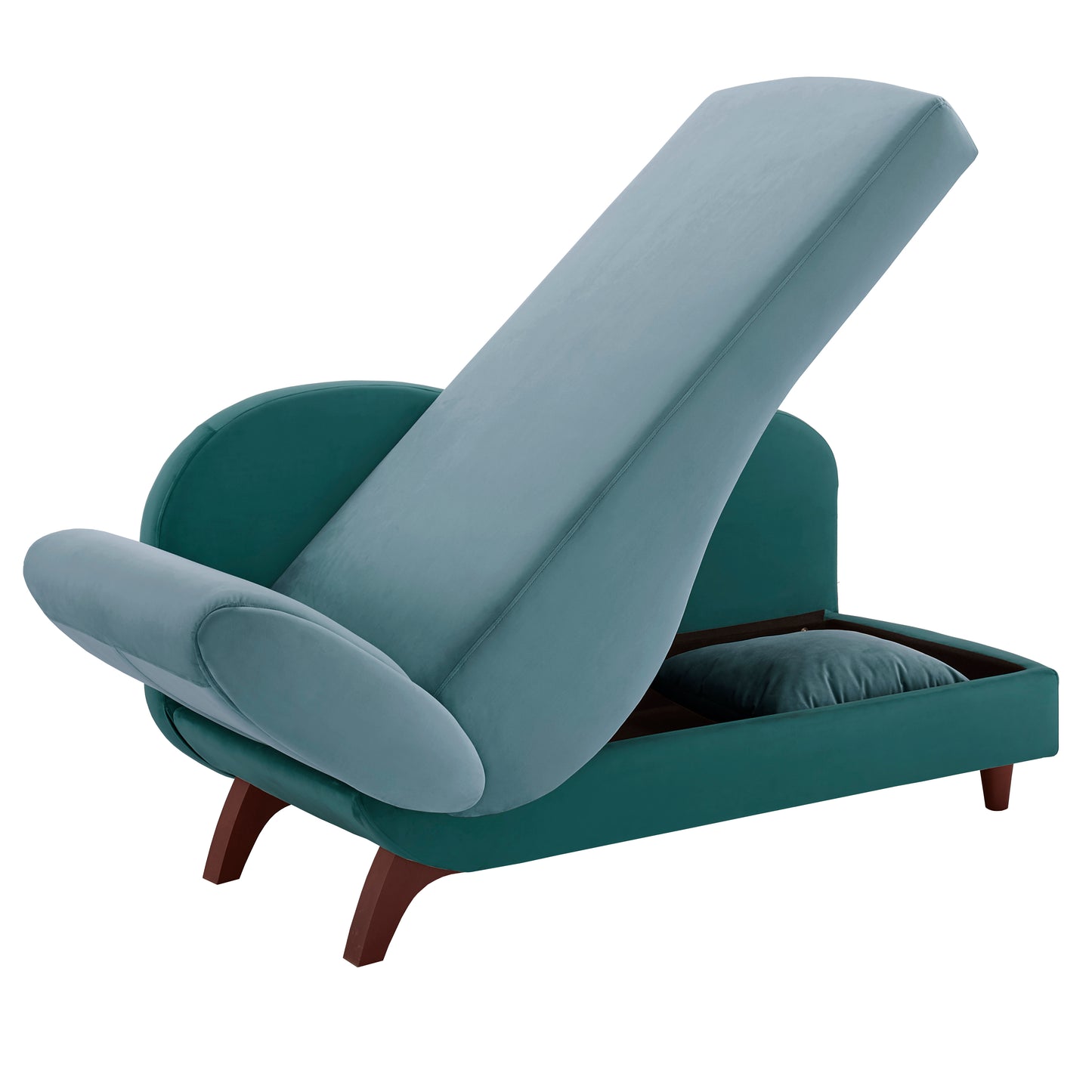 Two-Tone Dark & Light Functional Chaise With 1 Pillow - Green