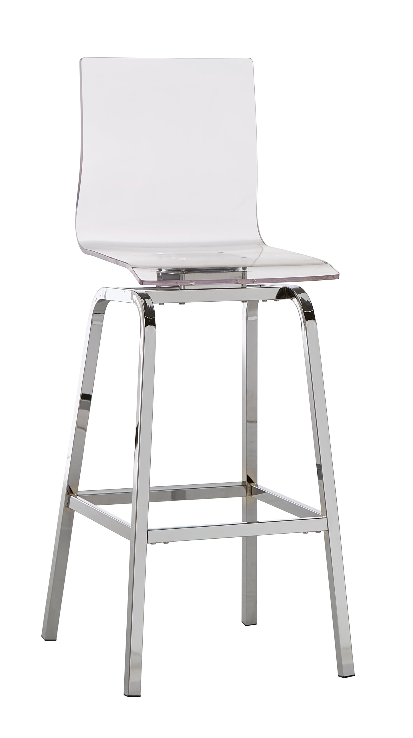 Acrylic Swivel High Back Stools (Set 2) - Chrome, 29" Bar Height