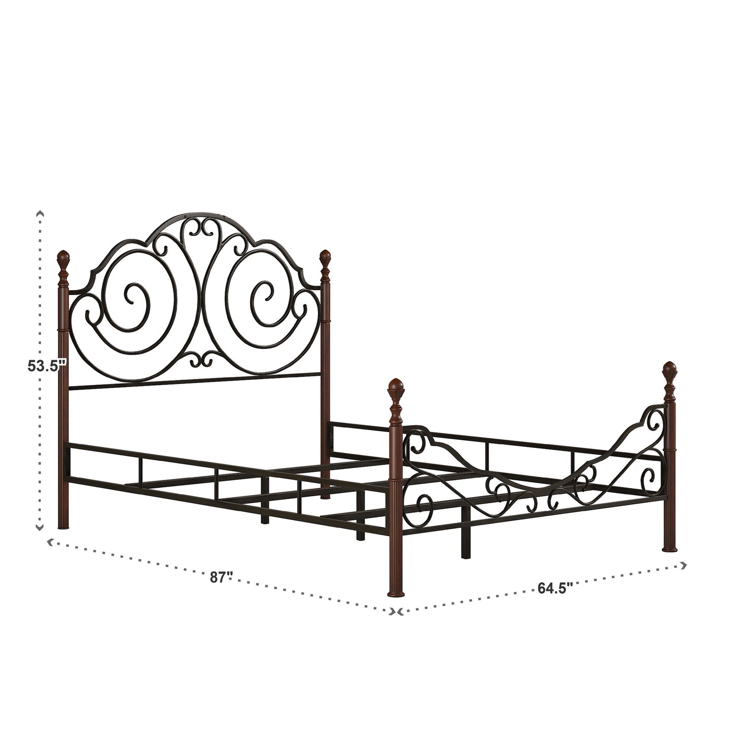 Graceful Scroll Bronze Metal Bed - Queen