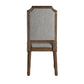 Arched Linen and Wood Dining Chairs (Set of 2) - Gray Linan, Brown Finish