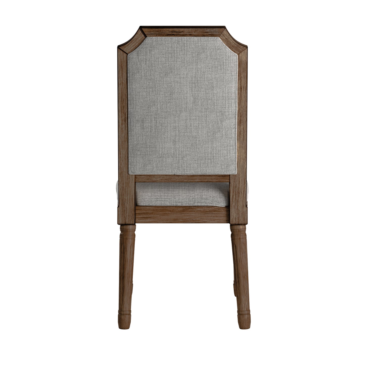 Arched Linen and Wood Dining Chairs (Set of 2) - Gray Linan, Brown Finish