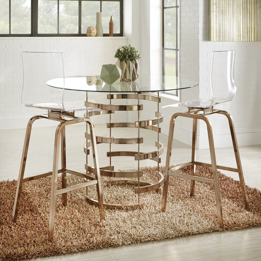 Vortex Base Counter Height Dining Set - Champagne Gold, 3-Piece Set