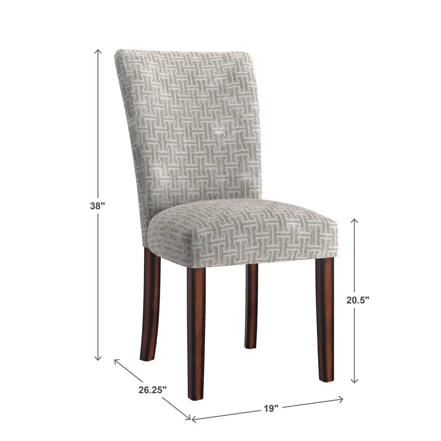 Print Parsons Dining Side Chairs (Set of 2) - Esprasso Finish, Gray Brackat Chain Print Fabric