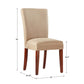 Upholstered Parsons Dining Chairs (Set of 2) - Cherry Finish, Light Brown Microfiber