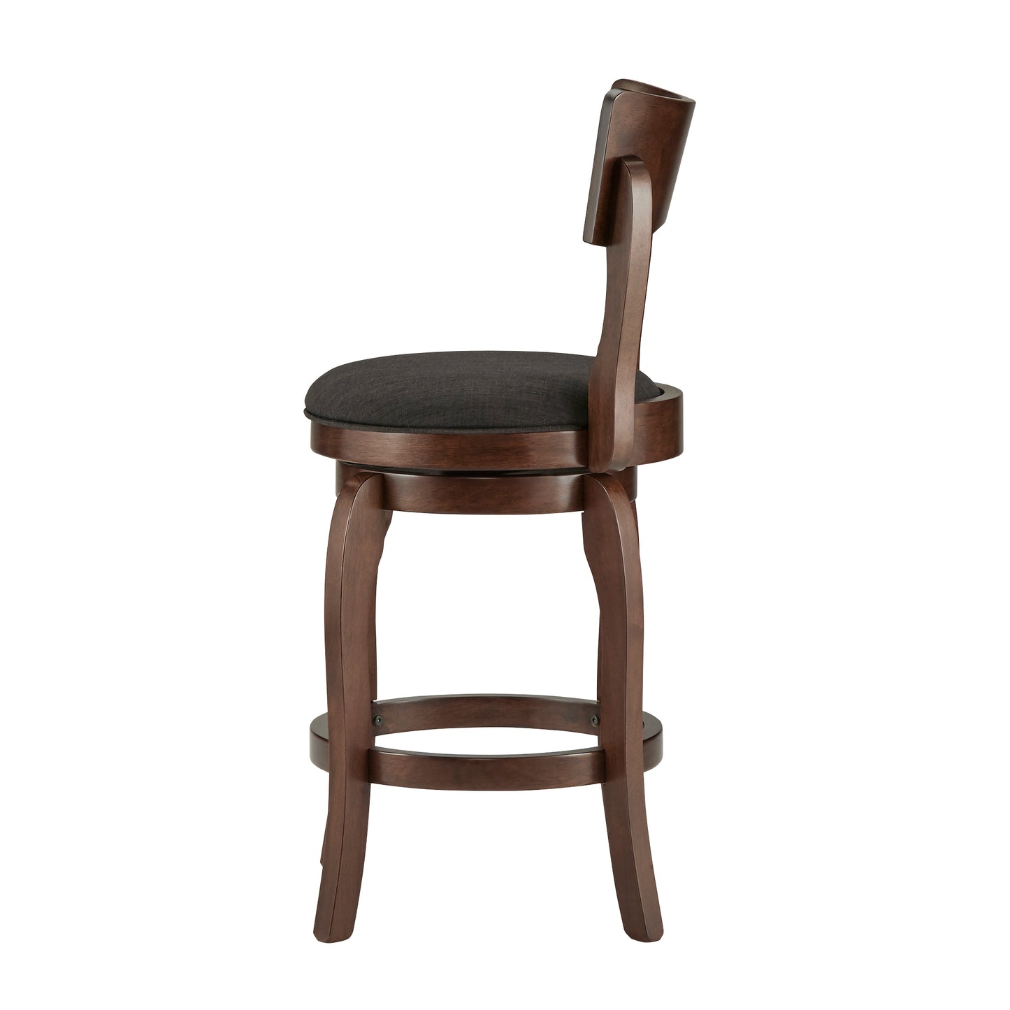 Swivel 24-inch Brown Counter Height Barstool - Dark Gray Linen