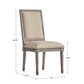 Rectangular Linen and Wood Dining Chairs (Set of 2) - Beige Linen, Antique Grey Oak Finish