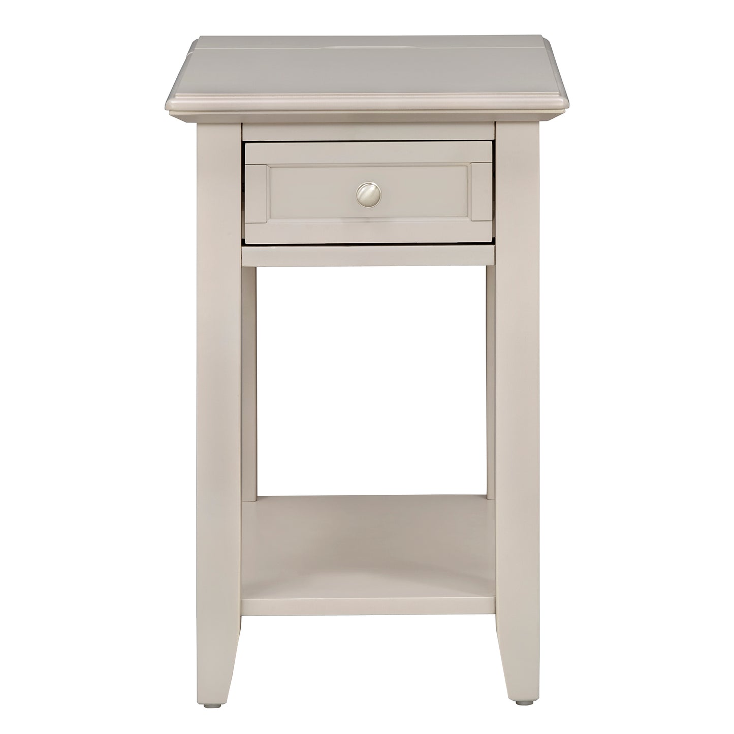 1-Drawer Side Table with Charging Station - Silver Birch