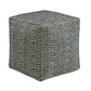 Upholstered Square Pouf Ottoman - Dark Green & White Dot Pattern Fabric