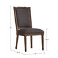 Ornate Linen and Wood Dining Chairs (Set of 2) - Dark Gray Linen, Brown Finish