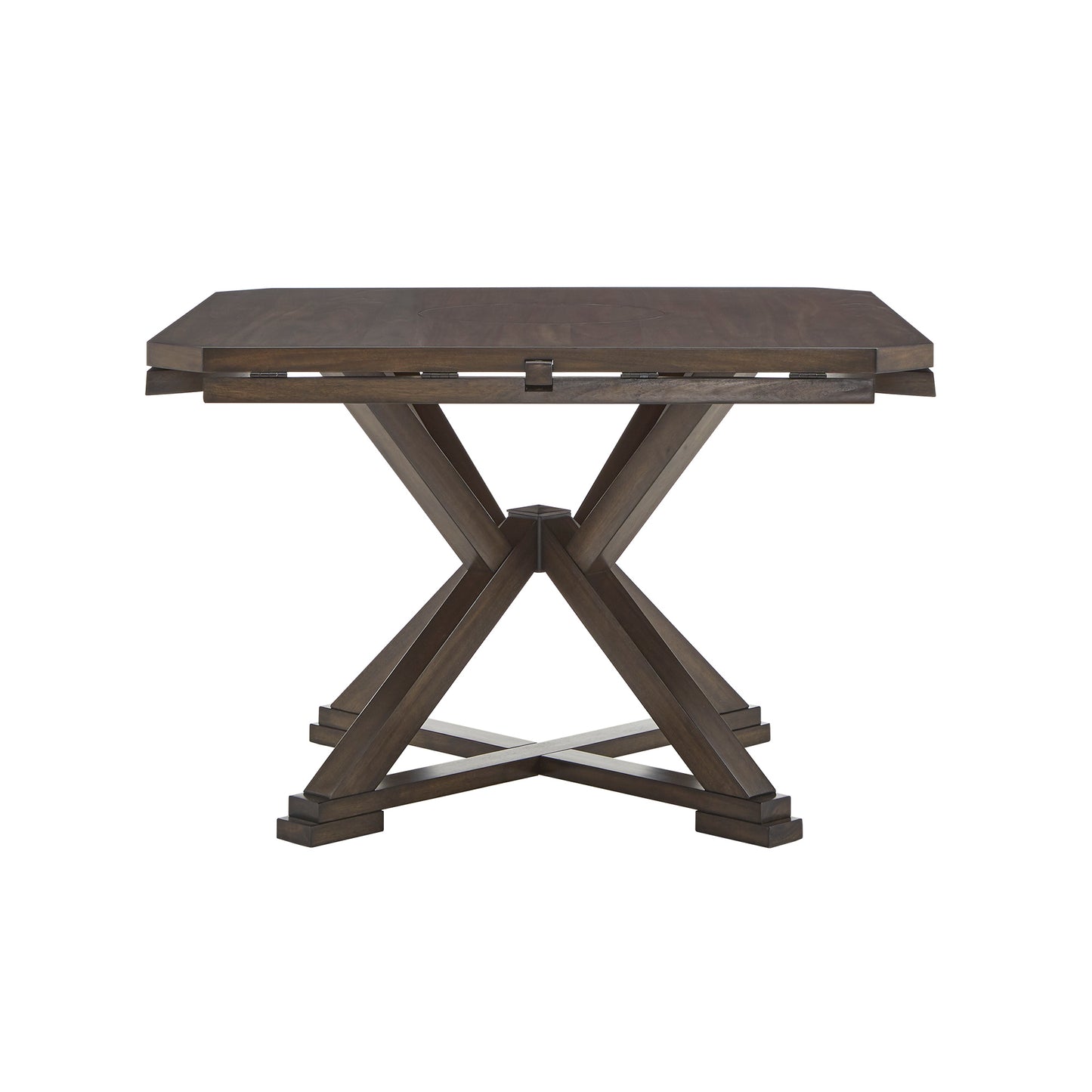 Espresso Convertible Dining Table with Lazy Susan