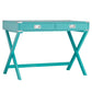 X-Base Wood Accent Campaign Writing Desk - Marine Green