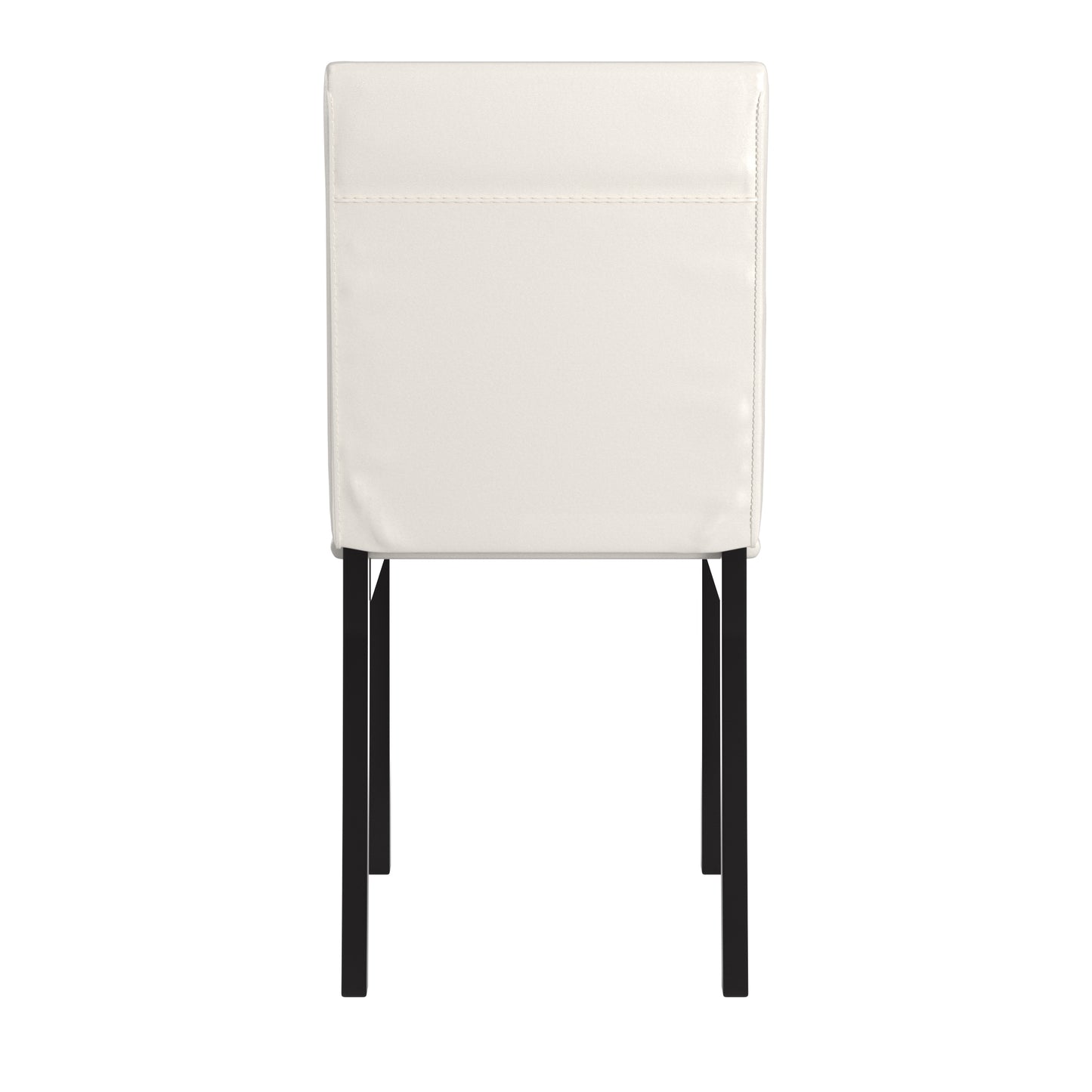 Metal Upholstered Dining Chairs - White Faux Leather, Set of 2