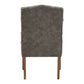 Light Distressed Natural Finish Polished Microfiber Tufted Dining Chair - Gray Polished Microfiber