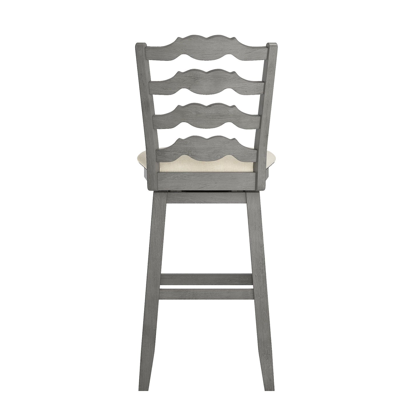 French Ladder Back Swivel Bar Stool - Antique Gray Finish