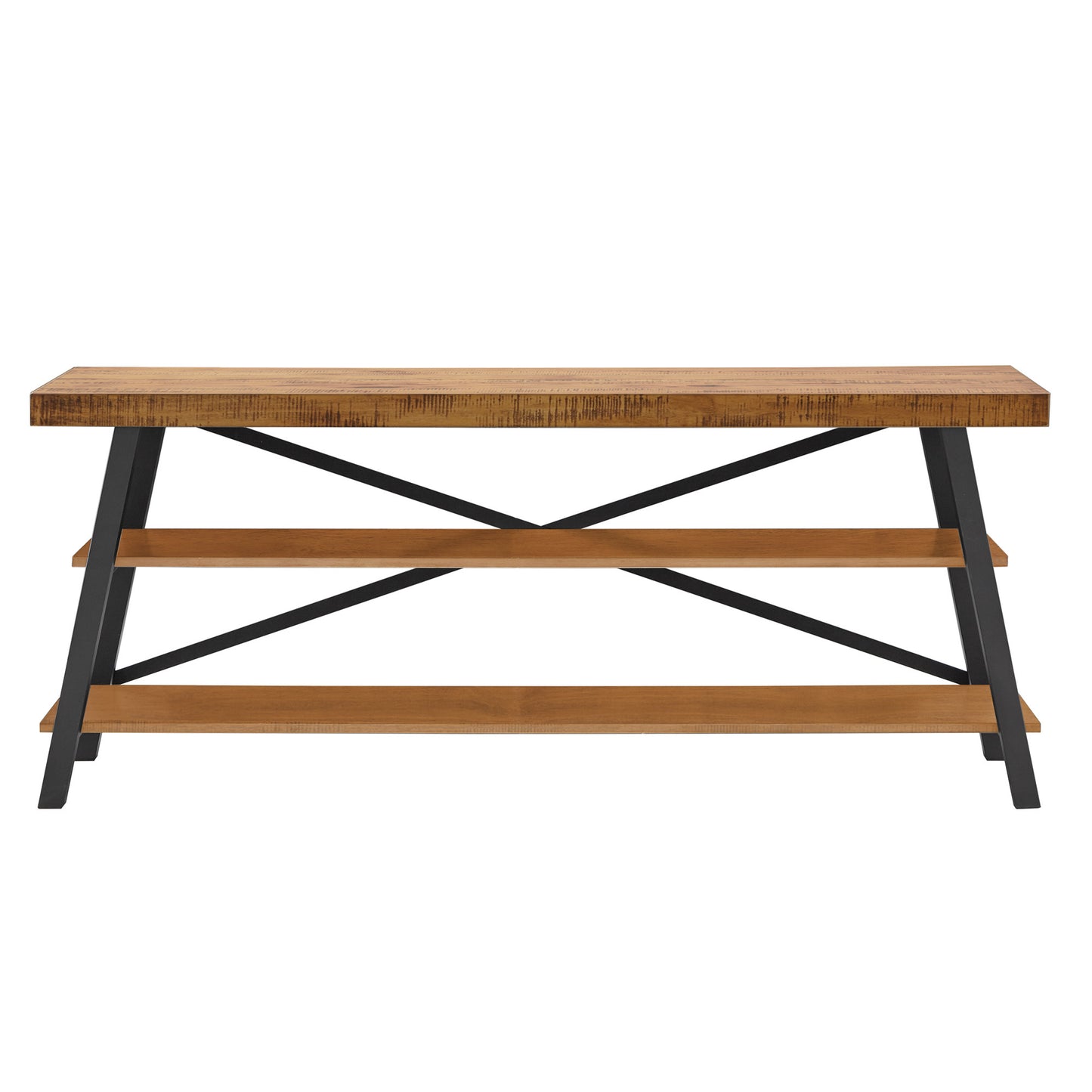 Rustic X-Base 60-inch TV Stand - Oak Finish