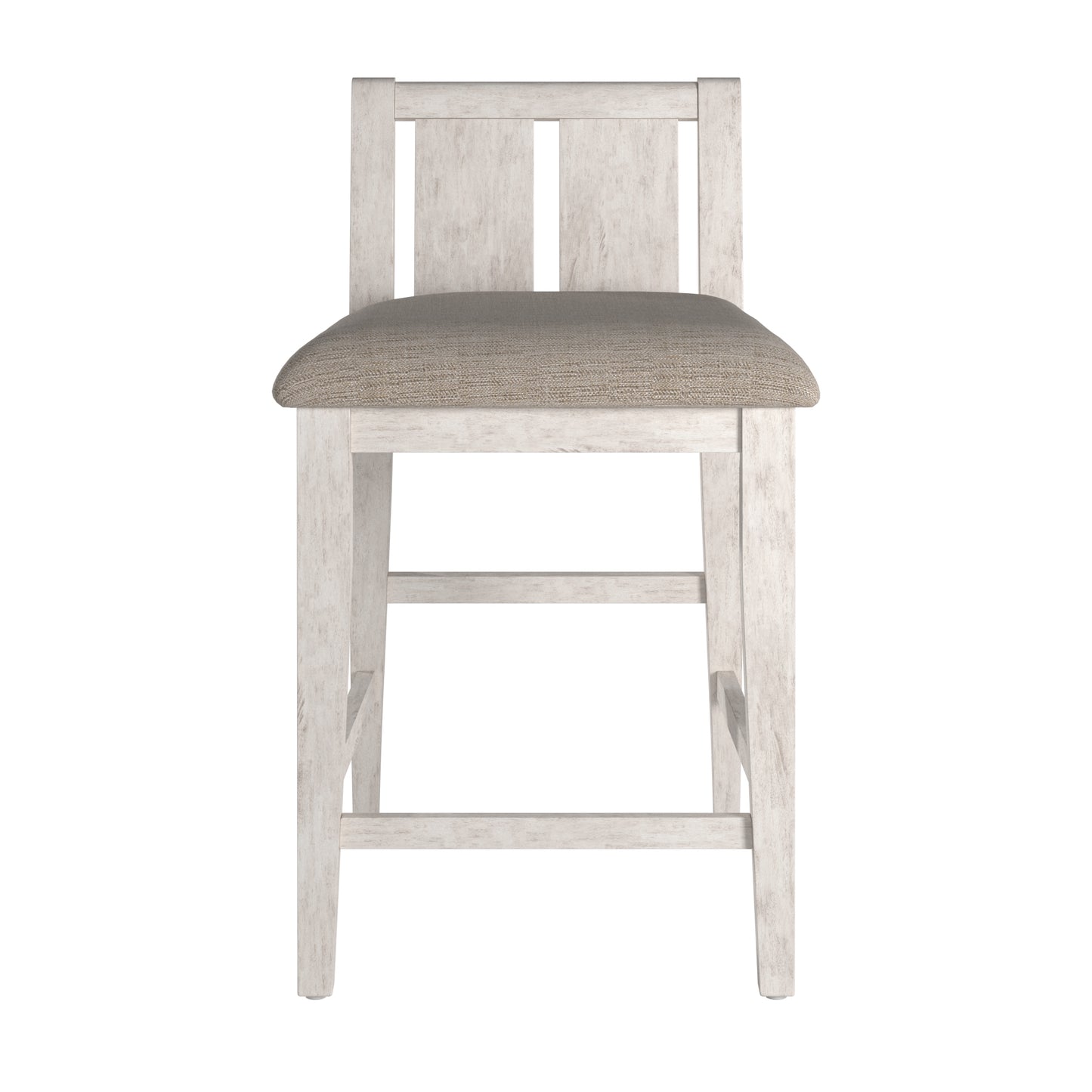 Two-Tone Fabric Counter Height Chairs (Set of 2) - Whita Finish, Gray Fabric