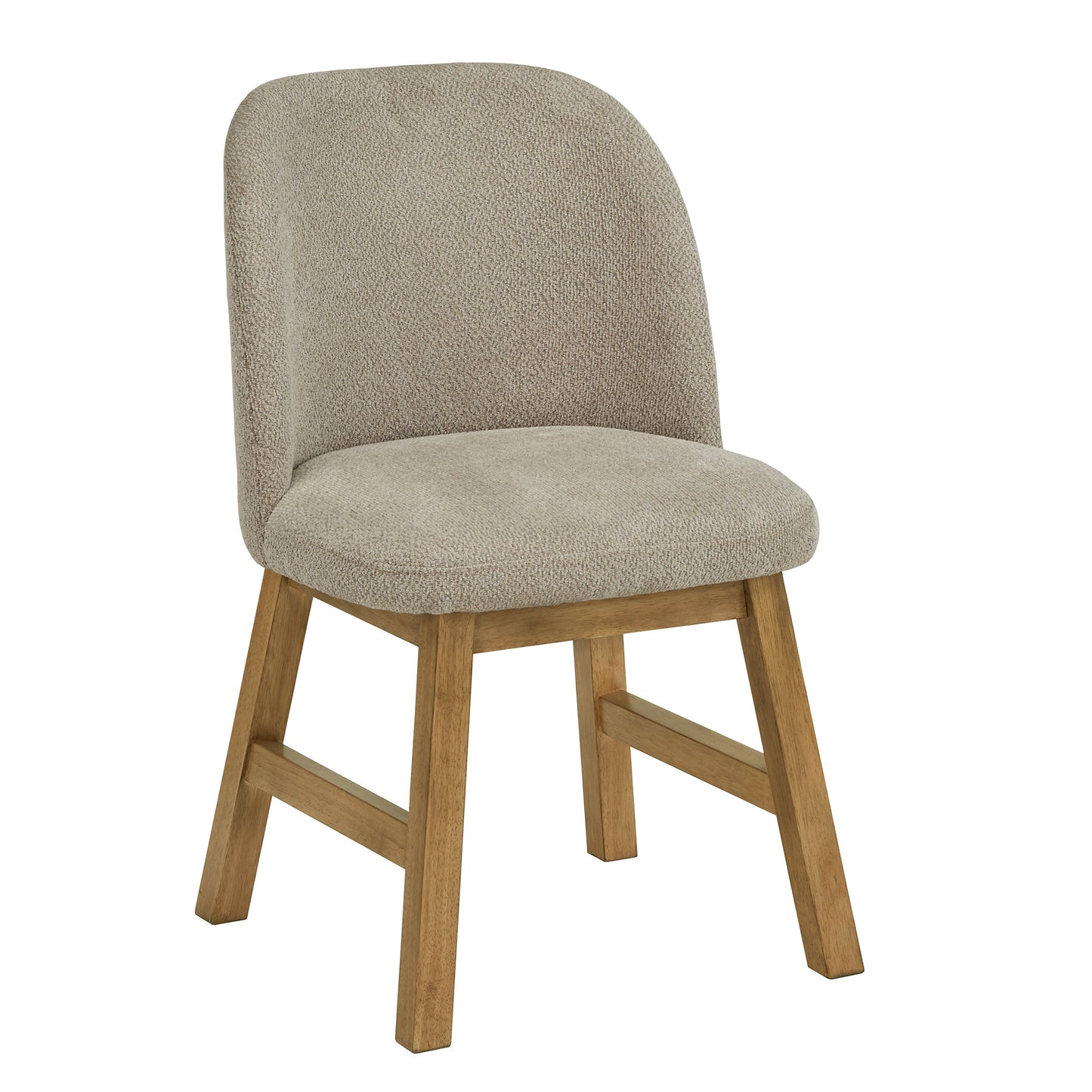 Wood Finish Taupe Fabric Curved Low Back Dining Chair (Set of 2) - Oak Wash