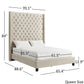 Wingback Button Tufted High Headboard Platform Bed - Beige Linen, Queen